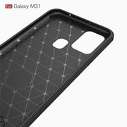 For Galaxy M31 Brushed Texture Carbon Fiber TPU Case(Black)