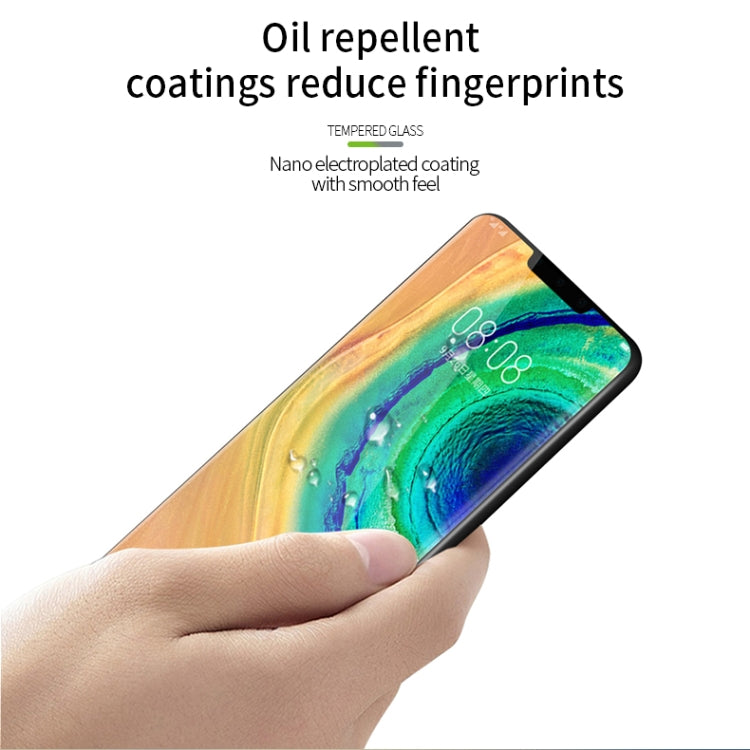 For Huawei Mate 30 Pro PINWUYO Full Glue Full Arc Version Arc Height 3.96mm 9H 3D Hot Bending Tempered Glass Film(Black)