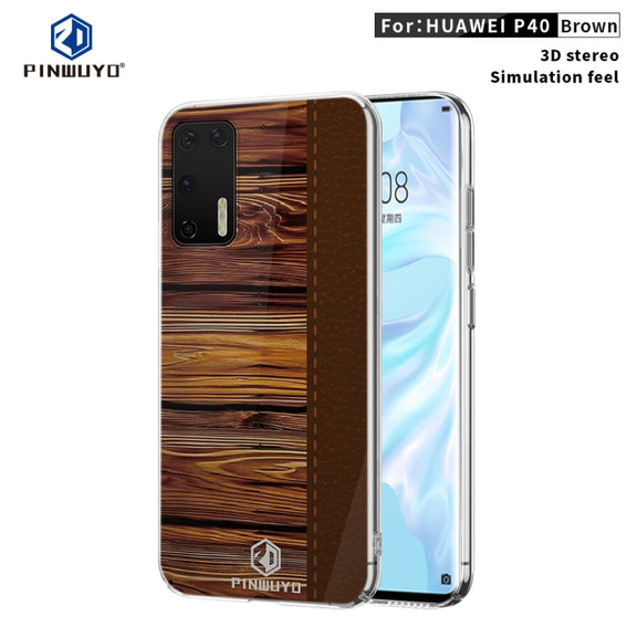 For Huawei P40 PINWUYO Pindun Series Slim 3D Flashing All-inclusive PC Case(Brown)