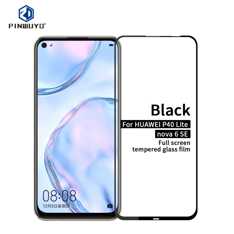 For Huawei P40 Lite / nova 6 SE PINWUYO 9H 2.5D Full Screen Tempered Glass Film(Black)