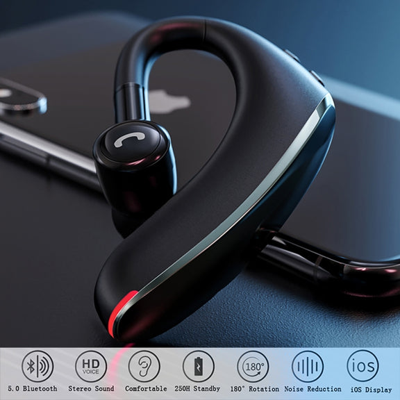 F900 Mini Earhook 180�� Freely Rotating Wireless Bluetooth 5.0 Earphone Car Handsfree Call Headphone(Black Gray)