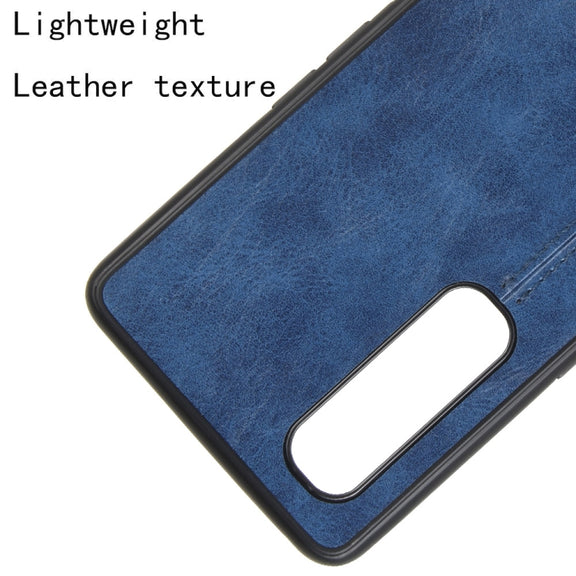For Oppo Find X2 Pro Regular Version  Shockproof Sewing Cow Pattern Skin PC + PU + TPU Case(Blue)