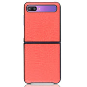 For Galaxy Z Flip Shockproof Crocodile Texture PC + PU Case(Red)
