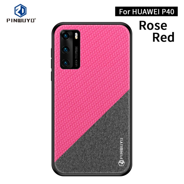 For Huawei P40 PINWUYO Rong Series  Shockproof PC + TPU+ Chemical Fiber Cloth Protective Cover(Red)