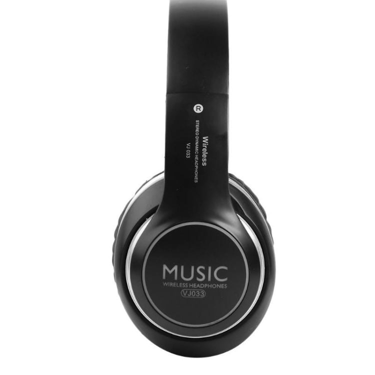VJ033 Multi-function Upgrade Bluetooth 5.0 Headset Stereo Wireless LED Microphone FM Radio Headset(Black)