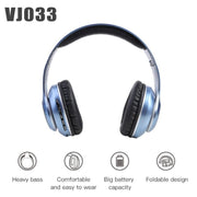 VJ033 Multi-function Upgrade Bluetooth 5.0 Headset Stereo Wireless LED Microphone FM Radio Headset(Red)