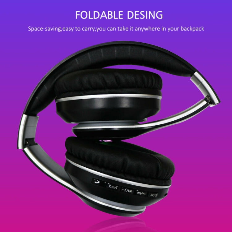 VJ033 Multi-function Upgrade Bluetooth 5.0 Headset Stereo Wireless LED Microphone FM Radio Headset(Red)