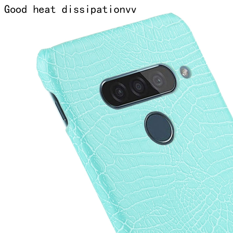 For LG G8S ThinQ Shockproof Crocodile Texture PC + PU Case(Light green)