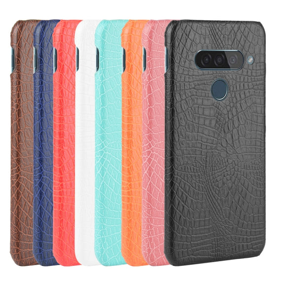 For LG G8S ThinQ Shockproof Crocodile Texture PC + PU Case(Light green)