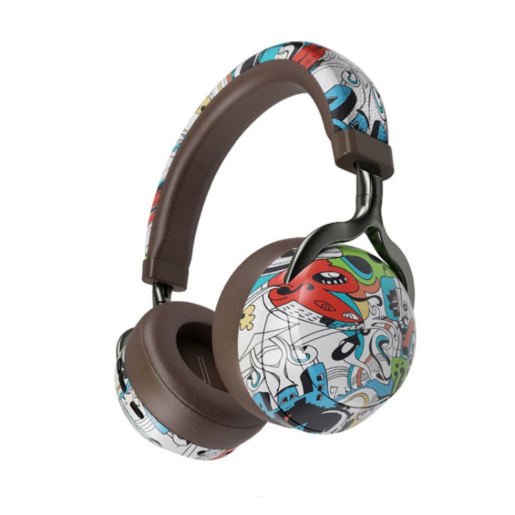 VJ086 Graffiti Headset Wireless Sports Bluetooth Headset Water Transfer Color Print Headset, Support TF, FM(Dazzle Colour)