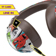 VJ086 Graffiti Headset Wireless Sports Bluetooth Headset Water Transfer Color Print Headset, Support TF, FM(Black+White)