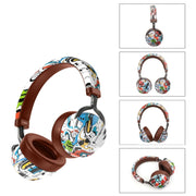 VJ086 Graffiti Headset Wireless Sports Bluetooth Headset Water Transfer Color Print Headset, Support TF, FM(Black+White)