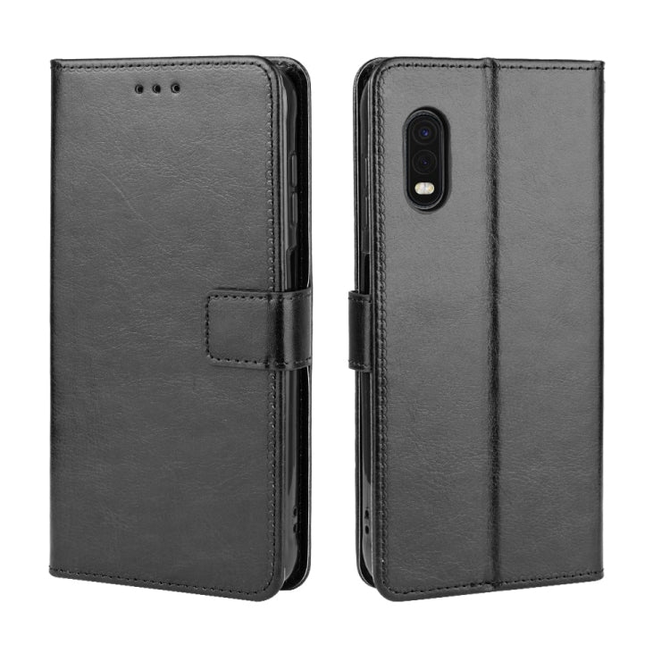 For Galaxy Xcover Pro Retro Crazy Horse Texture Horizontal Flip Leather Case with Holder & Card Slots & Photo Frame(Black)