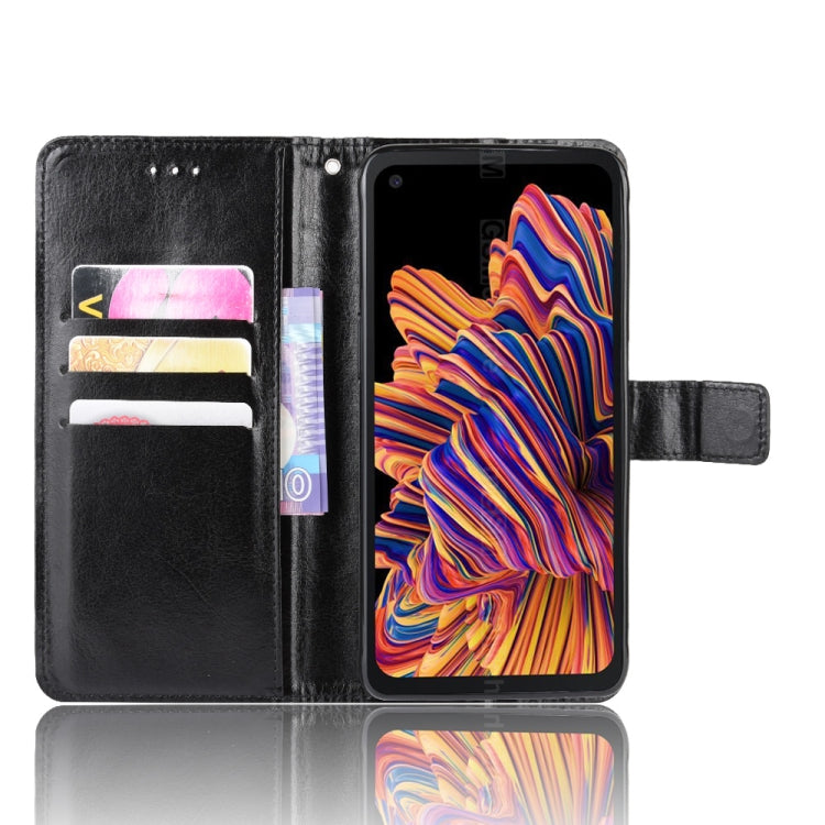 For Galaxy Xcover Pro Retro Crazy Horse Texture Horizontal Flip Leather Case with Holder & Card Slots & Photo Frame(Black)