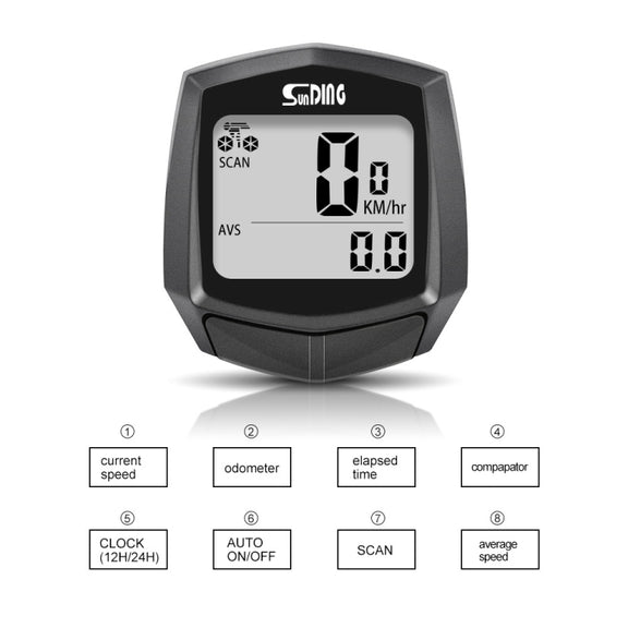 SUNDING SD-581A Bike Wired Computer Speedometer Odometer Cycling Bicycle Water-resistant Measurable Temperature Stopwatch