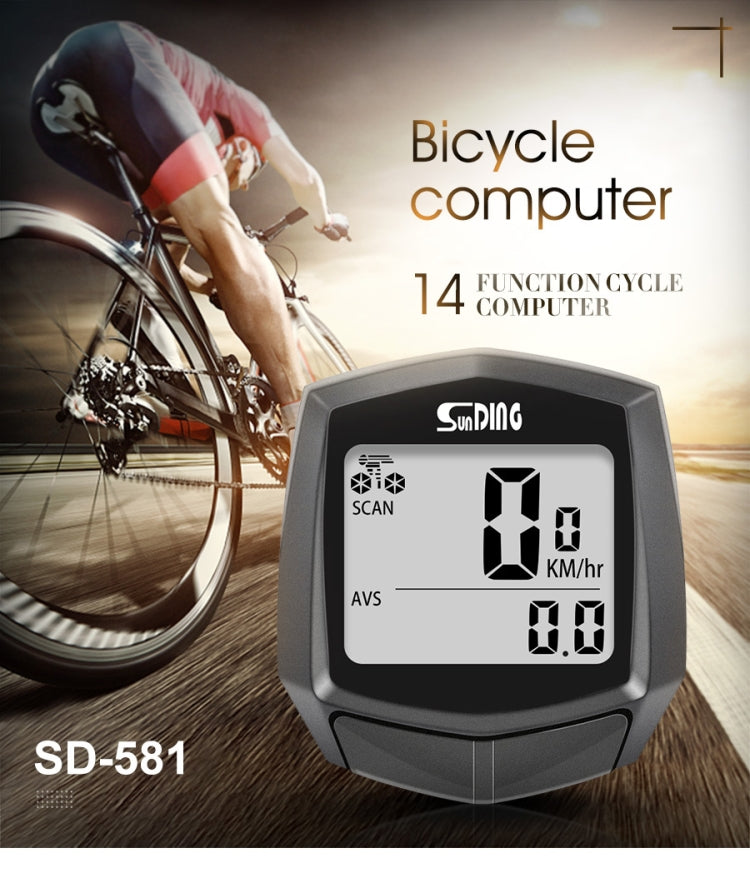 SUNDING SD-581A Bike Wired Computer Speedometer Odometer Cycling Bicycle Water-resistant Measurable Temperature Stopwatch
