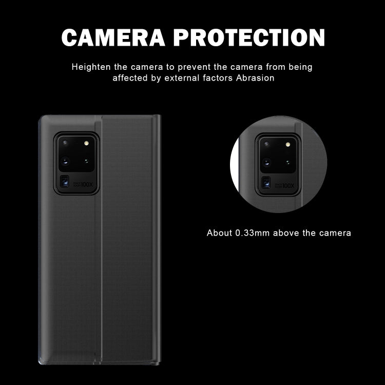 For Galaxy S20 Ultra Side Display Magnetic Horizontal Flip Plain Texture Cloth + PC Case with Holder & Sleep / Wake-up Function(Black)