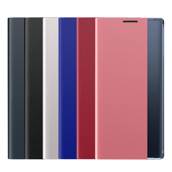 For Galaxy S20 Ultra Side Display Magnetic Horizontal Flip Plain Texture Cloth + PC Case with Holder & Sleep / Wake-up Function(Black)