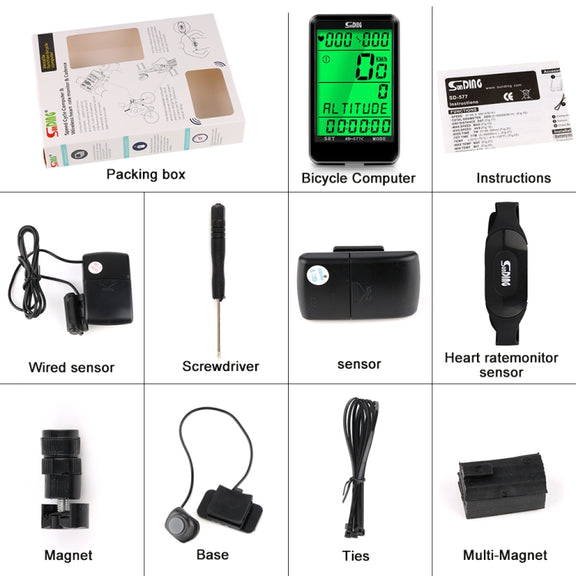 SUNDING SD-577C  Cycling Computer LCD Backlight Water-resistant Wireless Stopwatch MTB Bike Odometer Stopwatch Bicycle Speedometer