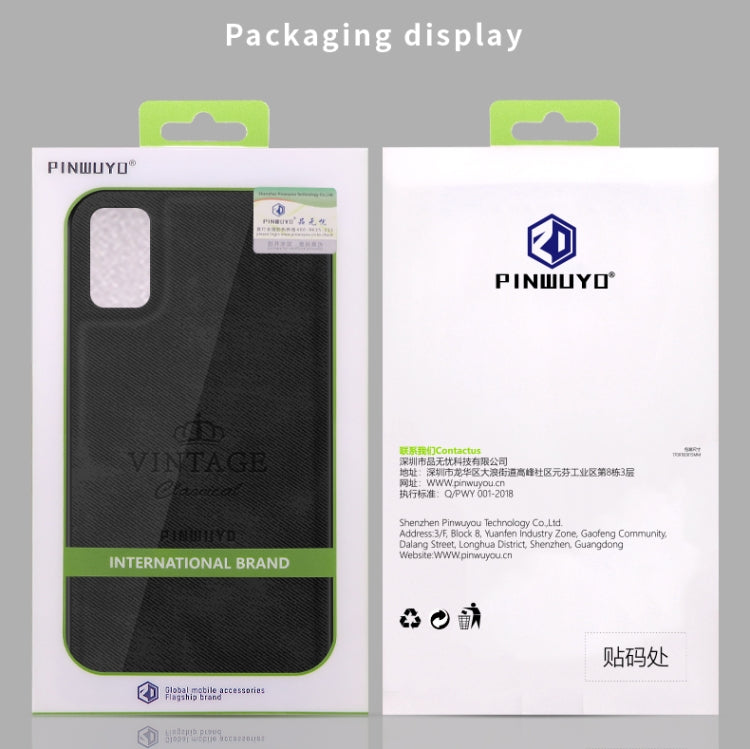 For Galaxy A41 PINWUYO Zun Series PC + TPU + Skin Water-resistant And Anti-fall All-inclusive Protective Shell(Black)