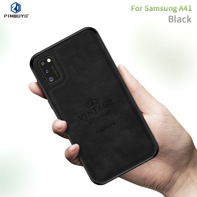For Galaxy A41 PINWUYO Zun Series PC + TPU + Skin Water-resistant And Anti-fall All-inclusive Protective Shell(Black)