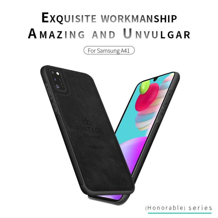 For Galaxy A41 PINWUYO Zun Series PC + TPU + Skin Water-resistant And Anti-fall All-inclusive Protective Shell(Brown)