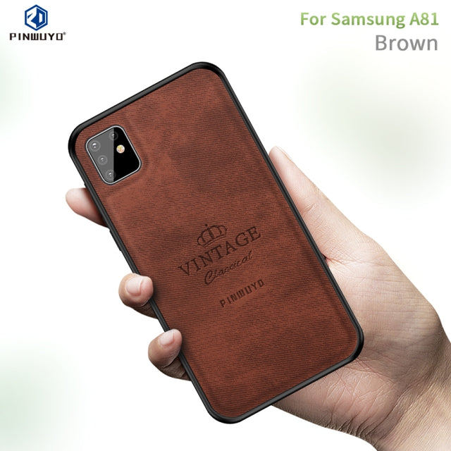 For Galaxy A81 / Note10 Lite PINWUYO Zun Series PC + TPU + Skin Water-resistant And Anti-fall All-inclusive Protective Shell(Brown)