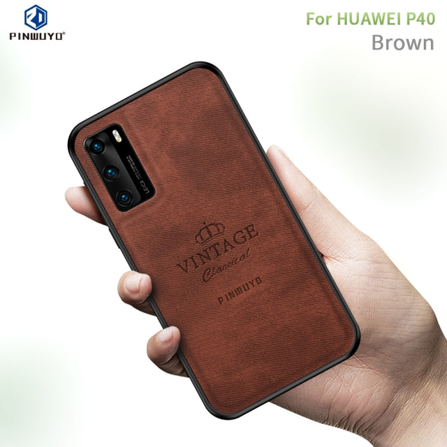For Huawei P40 PINWUYO Zun Series PC + TPU + Skin Water-resistant And Anti-fall All-inclusive Protective Shell(Brown)