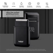 VGR V-390 5W USB Portable Reciprocating Electric Shaver (Green)