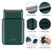 VGR V-390 5W USB Portable Reciprocating Electric Shaver (Black)