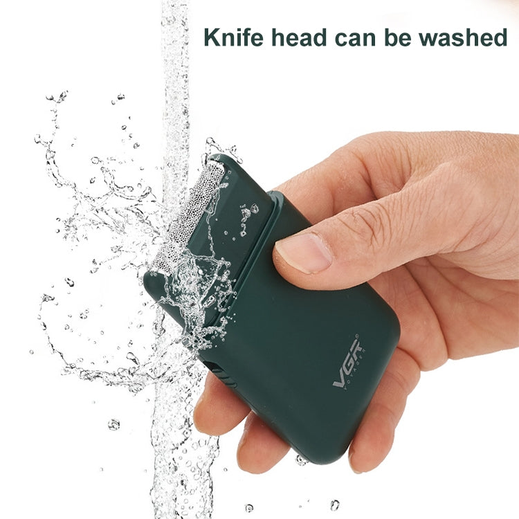 VGR V-390 5W USB Portable Reciprocating Electric Shaver (Green)