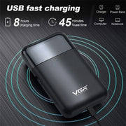 VGR V-390 5W USB Portable Reciprocating Electric Shaver (Green)