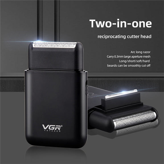 VGR V-390 5W USB Portable Reciprocating Electric Shaver (Green)