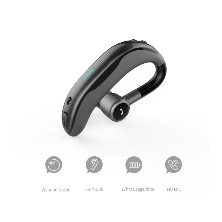 Car Handfree Wireless Ear-hook Bluetooth Earphone with Microphone(Black Green)