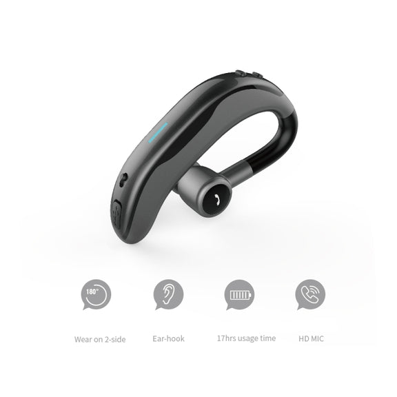 Car Handfree Wireless Ear-hook Bluetooth Earphone with Microphone(Black Green)