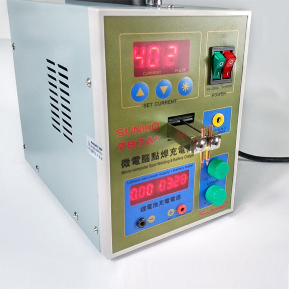 SUKKO LED Pulse Battery Spot Welder + Spot Welding Machine Micro-computer Micro Welding with LED Light+Battery Clamp, 220V EU Plug