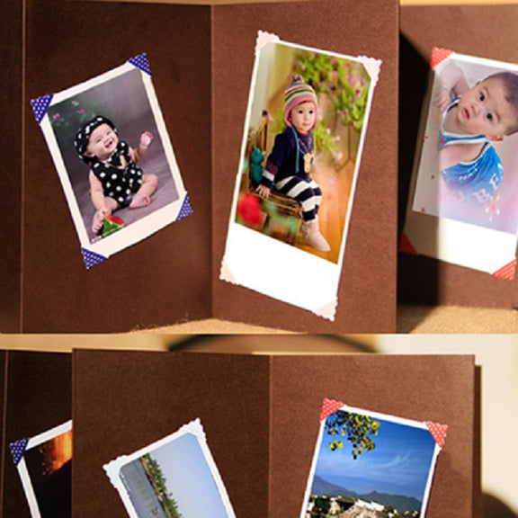 Retro Paste Folding 18 Fold Pages 34 Sides Creative Manual Album Book(Coffee Kraft Inside Page)
