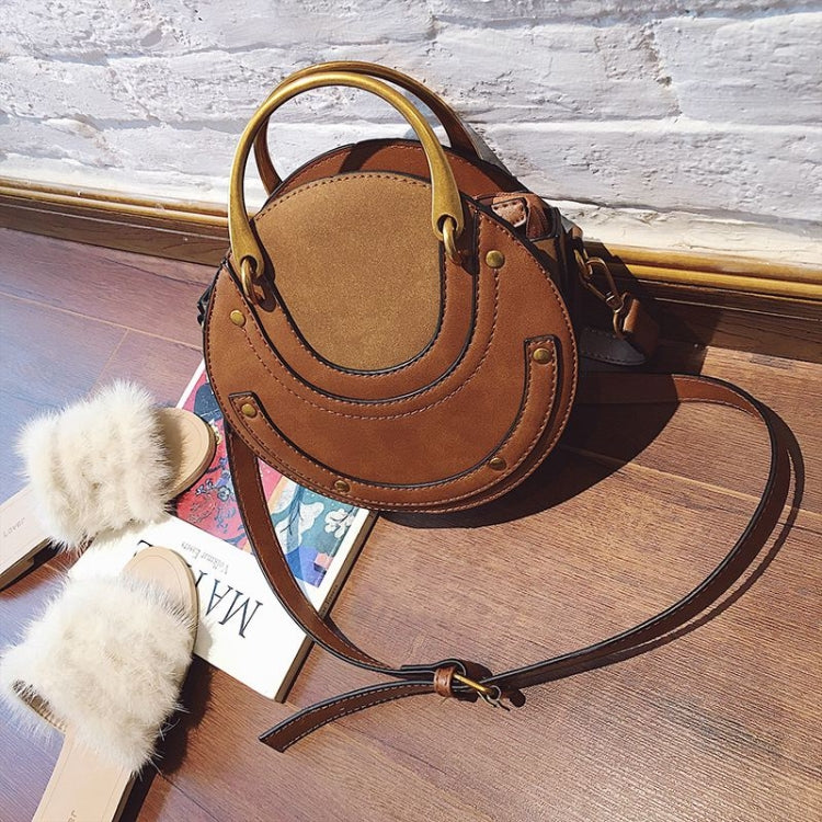 Circular Scrub PU Leather Women Bags Retro Handbag Shoulder Mini Bag(Green)