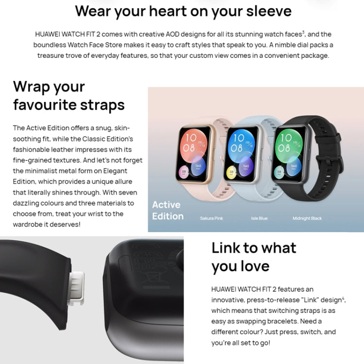 Original Huawei WATCH FIT 2 Smart Sports Watch, Color:Vibrant Black