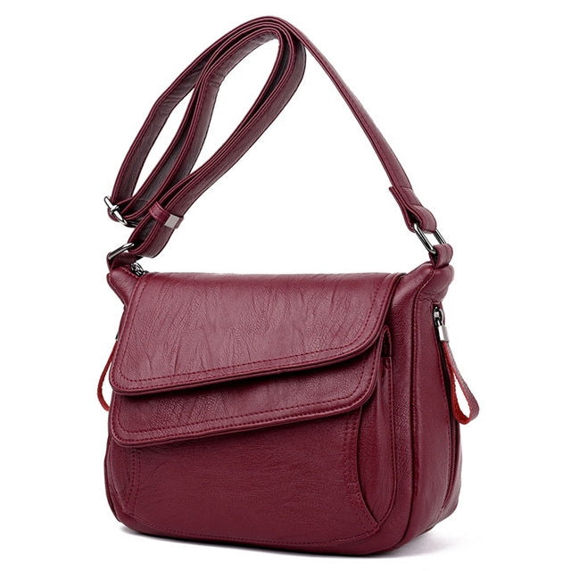 Summer Leather Luxury Handbags Female Shoulder Messenger Bag(Red)
