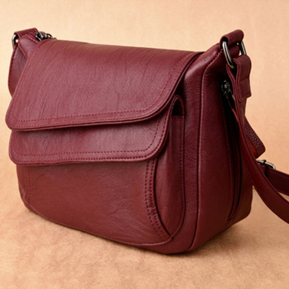 Summer Leather Luxury Handbags Female Shoulder Messenger Bag(Red)