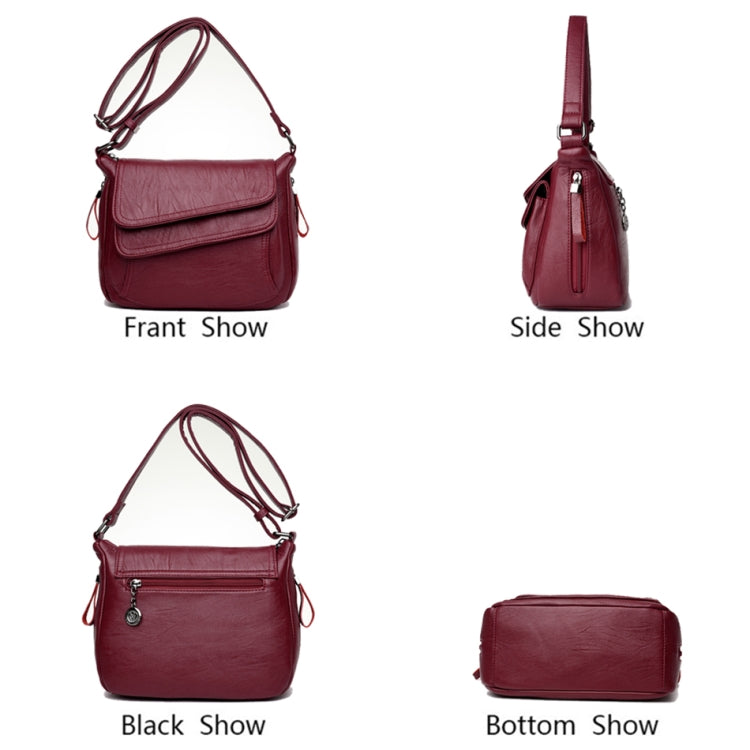 Summer Leather Luxury Handbags Female Shoulder Messenger Bag(Red)