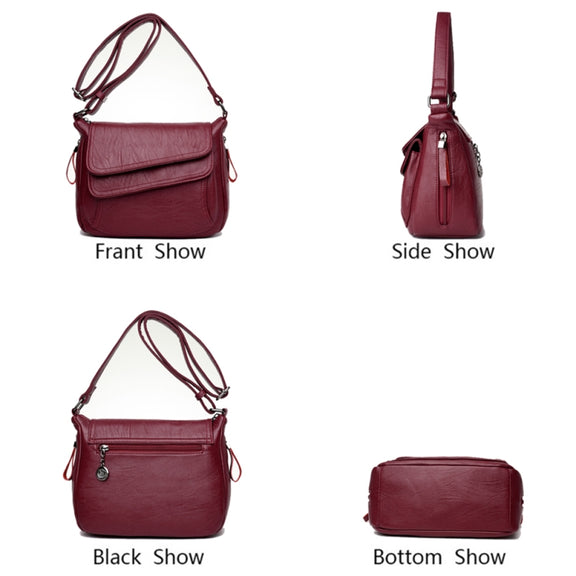 Summer Leather Luxury Handbags Female Shoulder Messenger Bag(Red)