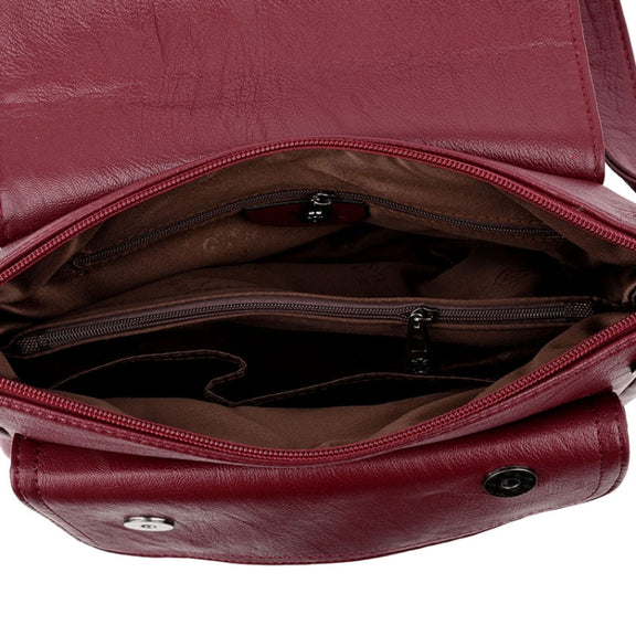 Summer Leather Luxury Handbags Female Shoulder Messenger Bag(Red)