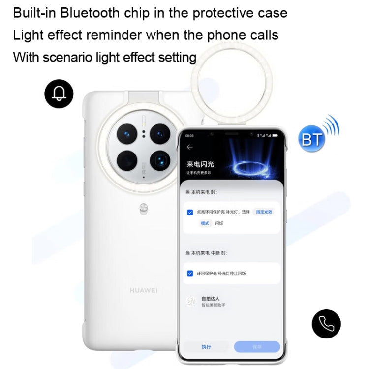 For HUAWEI Mate 50 Pro Original HUAWEI Ring Flash Smart Phone Case(White)
