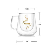Double Wall Mug Office Mugs Heat Insulation Double Coffee Mug Coffee Glass Cup, Style:No label