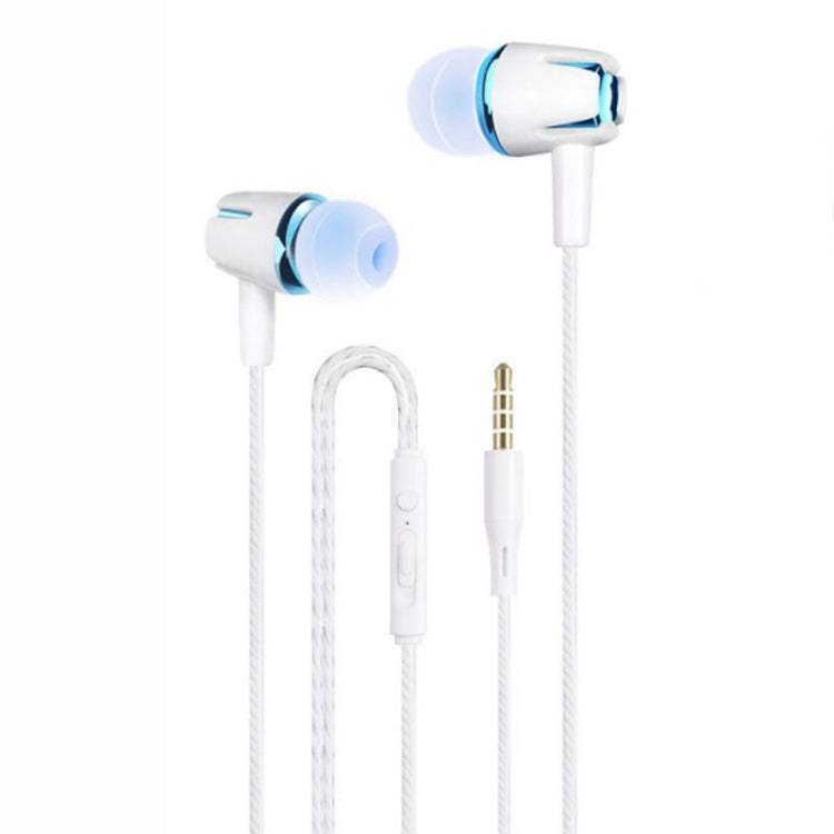 3.5mm Wired Earphone Earbuds Stereo Sound Metal Bass Headset with Mic for Smart Phone(Blue)