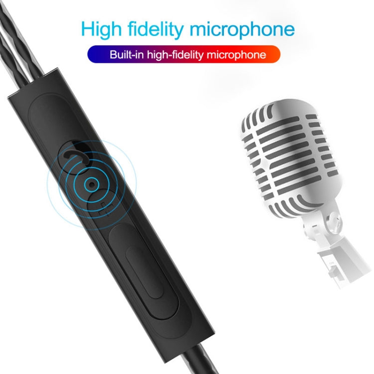 3.5mm Wired Earphone Earbuds Stereo Sound Metal Bass Headset with Mic for Smart Phone(Blue)