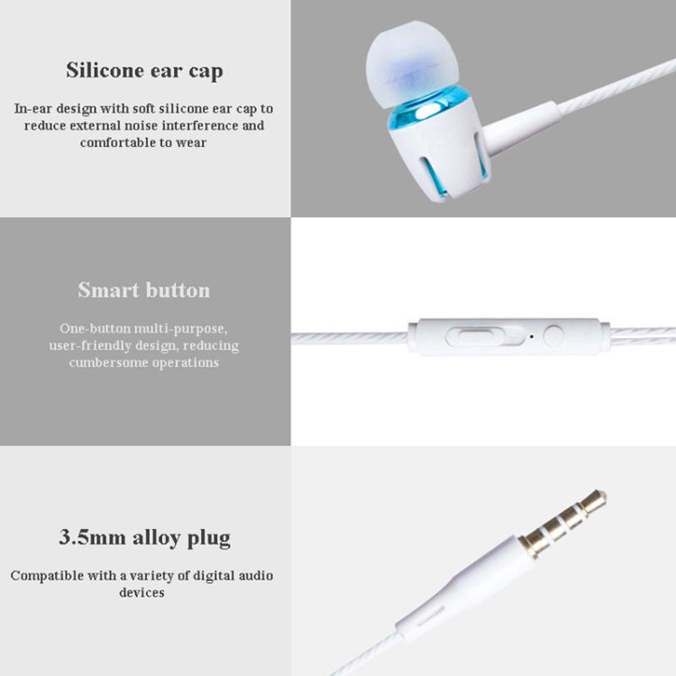 3.5mm Wired Earphone Earbuds Stereo Sound Metal Bass Headset with Mic for Smart Phone(Rose red)