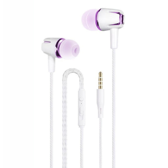 3.5mm Wired Earphone Earbuds Stereo Sound Metal Bass Headset with Mic for Smart Phone(Rose red)